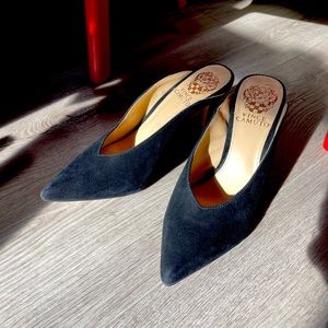 Vince Camuto black high heel slipper style